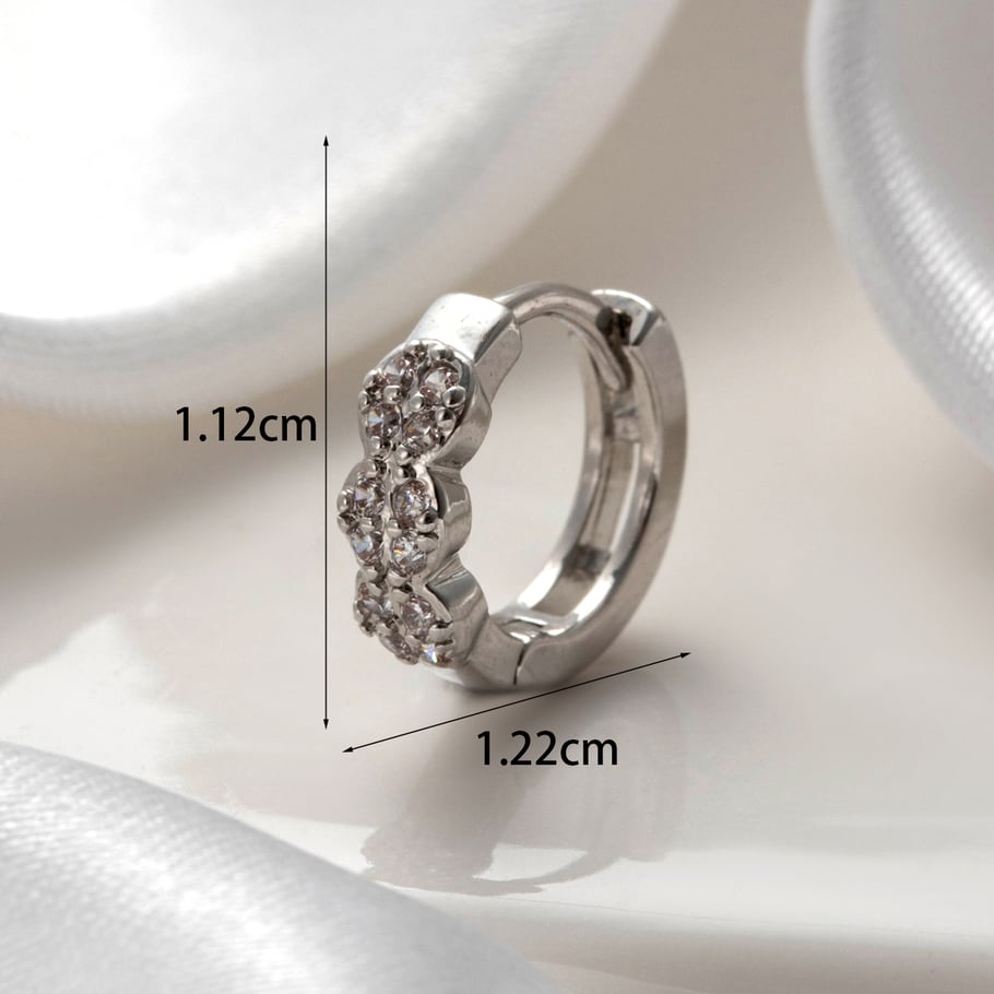 1 Piece Simple Series Copper Silver Color Material Zircon Women's Hoop Earrings 